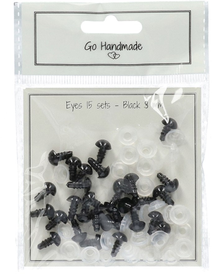 Go Handmade Safety Eyes Black 9mm (15 pieces) 