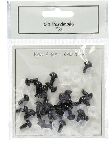 Go Handmade Safety Eyes Black 9mm (15 pieces)-2