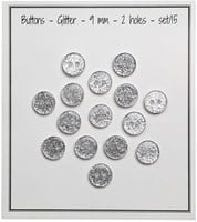 Go Handmade Glitter Buttons Silver 9mm (15 pieces)-2