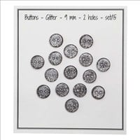 Go Handmade Glitter Buttons Black 9mm (15 pieces)-2
