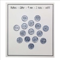 Go Handmade Glitter Buttons Blue 9mm (15 pieces)-2