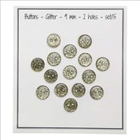 Go Handmade Glitter Buttons Green 9mm (15 pieces)-2