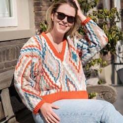 Colourful V-neck Sweater Crochet Kit