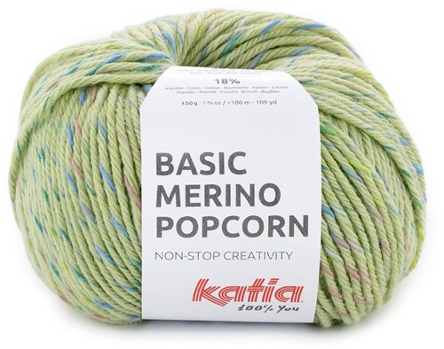 Katia Basic Merino Popcorn 202 Sage-Multicoloured