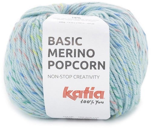 Katia Basic Merino Popcorn 205 Light Skyblue-Multicoloured