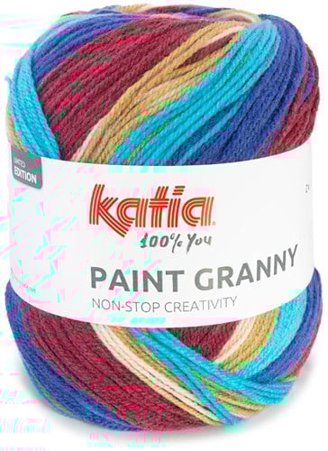 Katia Paint Granny 206 Burgundy red-Blue-Beige
