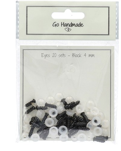 Go Handmade Veiligheidsogen Zwart 4mm (20 stuks)-2