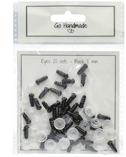 Go Handmade Safety Eyes Black 5mm (20 pieces)-2