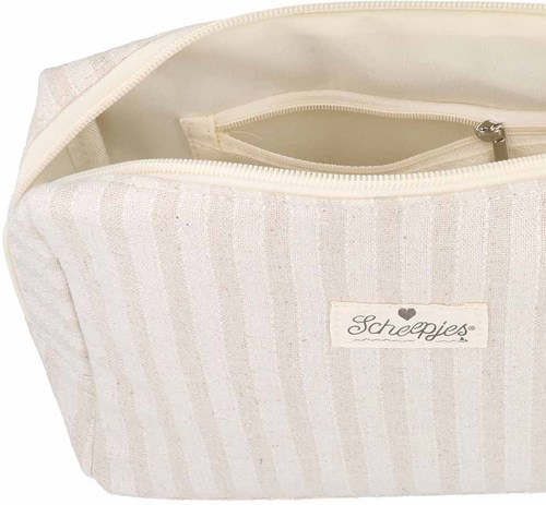 Scheepjes Project bag with zipper 24x16x8cm striped beige-2