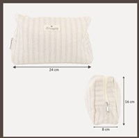Scheepjes Project bag with zipper 24x16x8cm striped beige-3