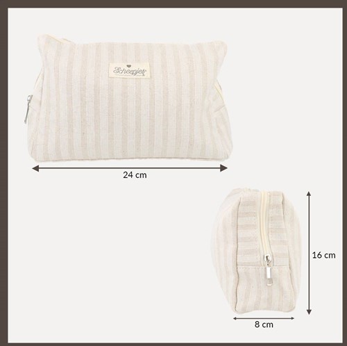 Scheepjes Project bag with zipper 24x16x8cm striped beige-3