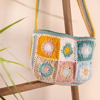 Crochet Kit Fashionable Granny Square bag  001 Pastel-3