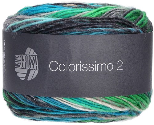 Lana Grossa Colorissimo 2 103 night blue/blue gray/turquoise/light gray/dark gray/bilious green
