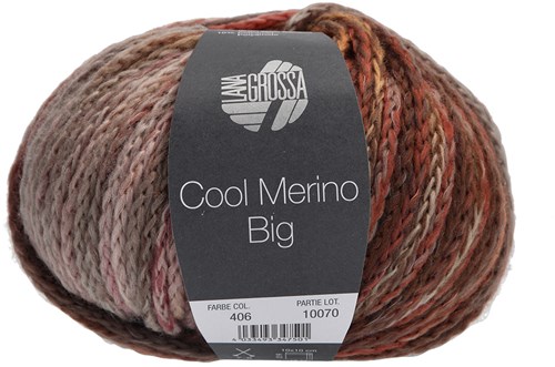 Lana Grossa Cool Merino Big Color 406 Nougat/beige/taupe/cognac/rosewood/silver-gray/gray-brown/old pink