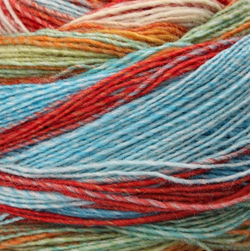 Lana Grossa Gomitolo Arte 1011 Soft green/Red orange/Light beige/Raw white/Orange/Turquoise-2
