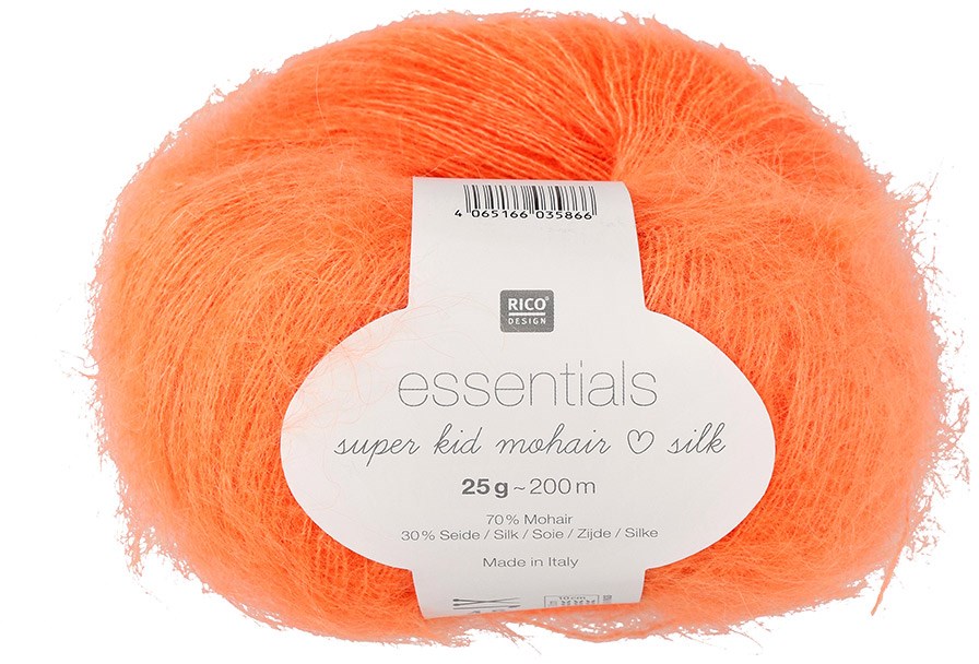 Rico Essentials Super Kid Mohair Loves Silk 063 Neon-Orange Rico Essentials Super Kid Mohair Loves Silk 063 Neon-Orange