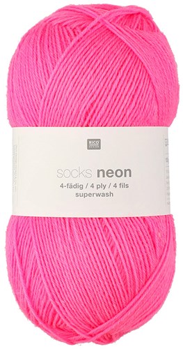 Rico Socks Neon 4 ply 002 Pink