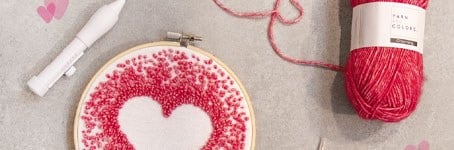Punch needle heart for Mother’s Day – Free pattern