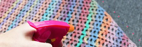 Spray blocking your knitting