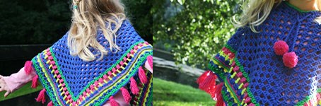 Cheerful Free Crochet Pattern: Poncho for kids