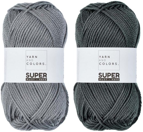 Yarn and Colors Two Tones Comfy Cushion Crochet Kit S 096 Shark Grey / Graphite Grey-2