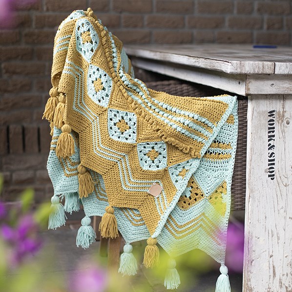 Summer Dream Blanket 4.0 Crochet Kit 2 Gold & Jade Gravel