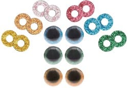 Rico safety eyes glitter mix 9mm 6pc.
