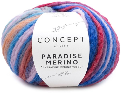 Katia Paradise Merino 501 Wine Red-Blue-Orange-Lilac