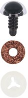 Opry Glitter Animal Eyes Two-tone 12mm Brown per 10 pieces-2