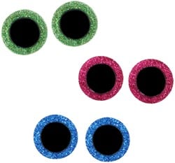 Opry Glitter Animal Eyes Two-tone 8-18mm Green / Pink / Blue. 60pcs