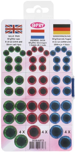 Opry Glitter Animal Eyes Two-tone 8-18mm Green / Pink / Blue. 60pcs-2
