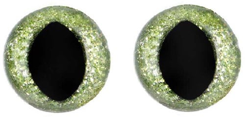 Opry Glitter Cat Eyes Two-tone 12mm Green per 10 pieces