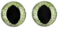 Opry Glitter Cat Eyes Two-tone 15mm Green per 10 pieces