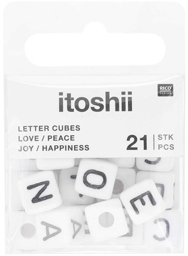 Rico Cube Bead Bracelet Set love/peace/happiness/joy - White-2