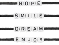 Rico Cube Bead Bracelet Set hope/smile/dream/enjoy - White