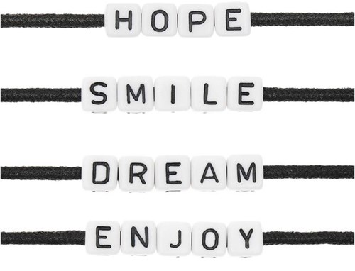 Rico Cube Bead Bracelet Set hope/smile/dream/enjoy - White