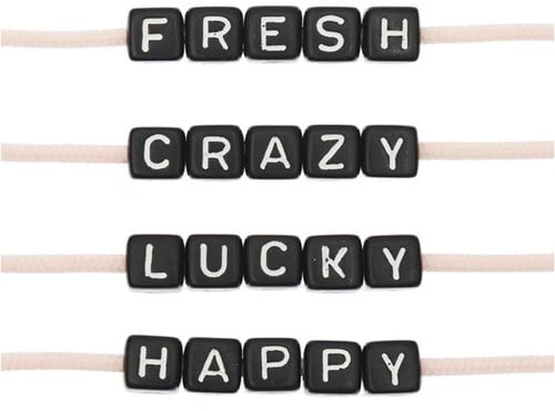 Rico Cube Bed Bracelet Set fresh/crazy/lucky/happy - Black