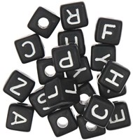 Rico Cube Bead Bracelet Set love/peace/happiness/joy - Black-3