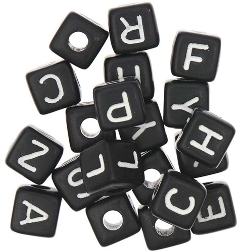 Rico Cube Bead Bracelet Set love/peace/happiness/joy - Black-3