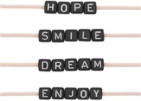 Rico Cube Bead Bracelet Set hope/smile/dream/enjoy - Black