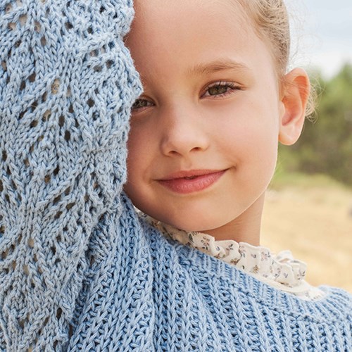 Cotton Yak Girls Sweater Knitting Kit 1 12 years Light Blue-2