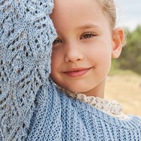 Cotton Yak Girls Sweater Knitting Kit 1 6 years Light Blue-3