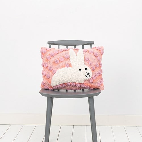 Bunny Cushion Rectangular Punch Needle Kit 1 Pink