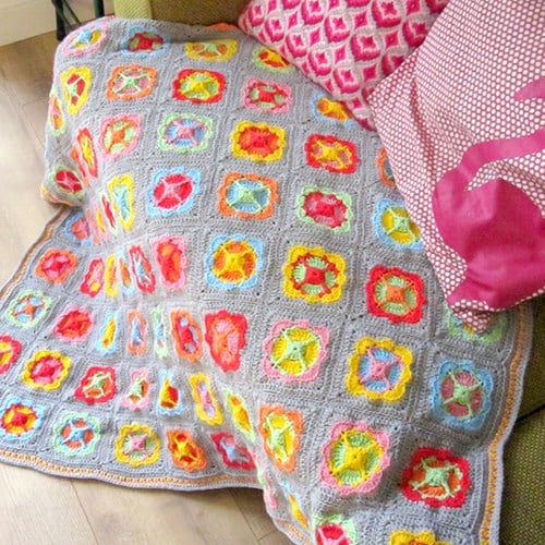 Crochet Pattern Acrylic Power Flower Blanket