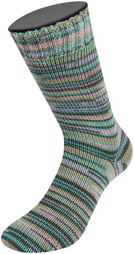 Lana Grossa Meilenweit 100 Merino Extrafine Cosy 6161 Pink/turquoise/dark/stone grey striped-3