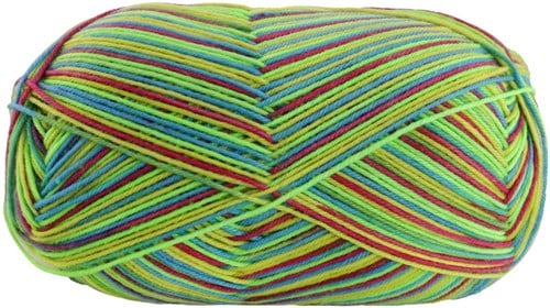 Lana Grossa Meilenweit 100 Merino Extrafine Cosy 6162 Wine red/May/yellow green/petrol blue striped