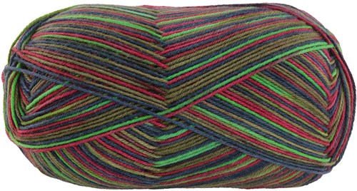 Lana Grossa Meilenweit 100 Merino Extrafine Cosy 6164 Hazel/wine red/May/forest green striped