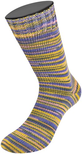 Lana Grossa Meilenweit 100 Merino Extrafine Cosy 6167 Yellow/peach/graphite grey/violet blue striped-3