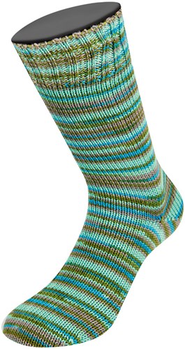 Lana Grossa Meilenweit 100 Merino Extrafine Cosy 6168 Mint turquoise/turquoise blue/grey brown/moss green striped-3