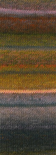 Lana Grossa Meilenweit 100 Rainbow 6407 Dark/light olive/dark/grey-green/orange/ochre brown/salmon/grey-brown-2